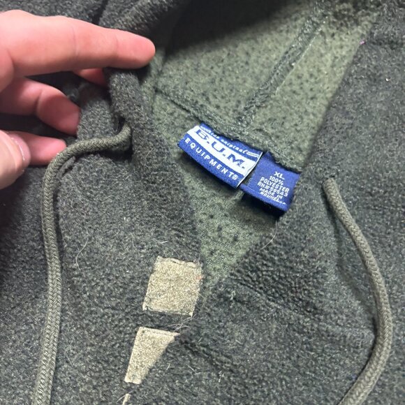 Vintage BUM Equipment Fleece Hoodie XL Green Oversized - Picture 6 of 11